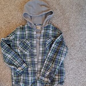 L.L. Bean Green and Gray Plaid Hoodie